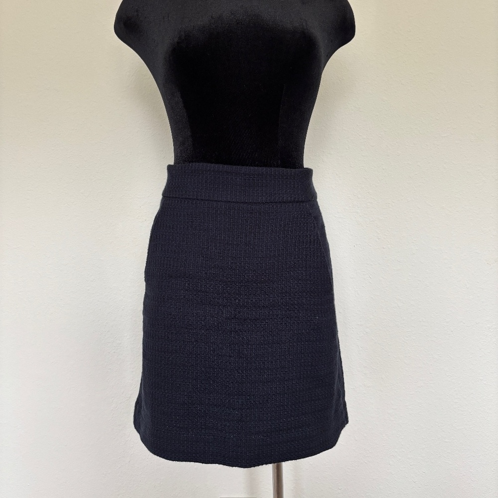 Loft Navy Tweed Mini Skirt with Pockets